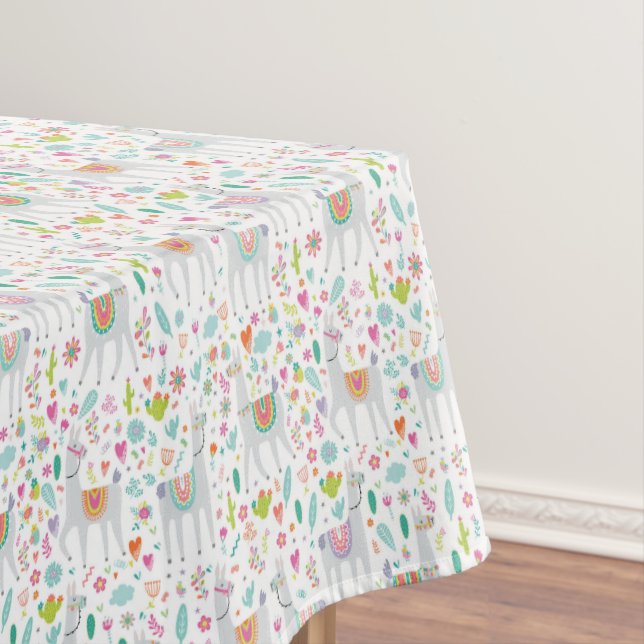 Cute Pastel Llama Pattern Tablecloth (In Situ)