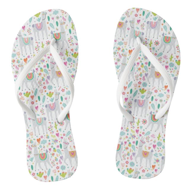 Cute Pastel Llama Pattern Thongs (Footbed)