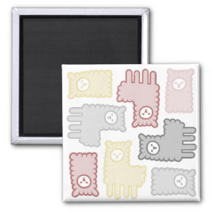 Cute Pastel Llama Puzzle Pattern Magnet