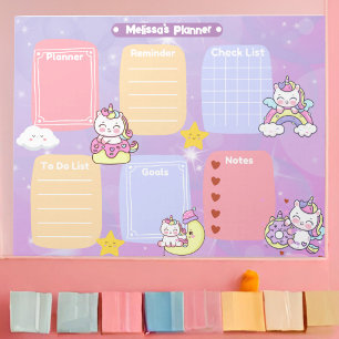 Cute Pastel Magical Unicorn Sparkling Star Planner Notepad