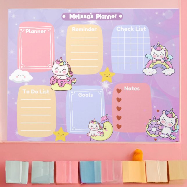 Cute Pastel Magical Unicorn Sparkling Star Planner Notepad (Creator Uploaded)