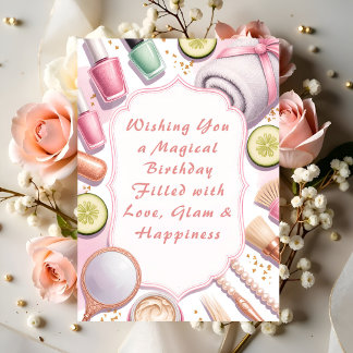 Cute Pastel Makeup Birthday Wishes Card