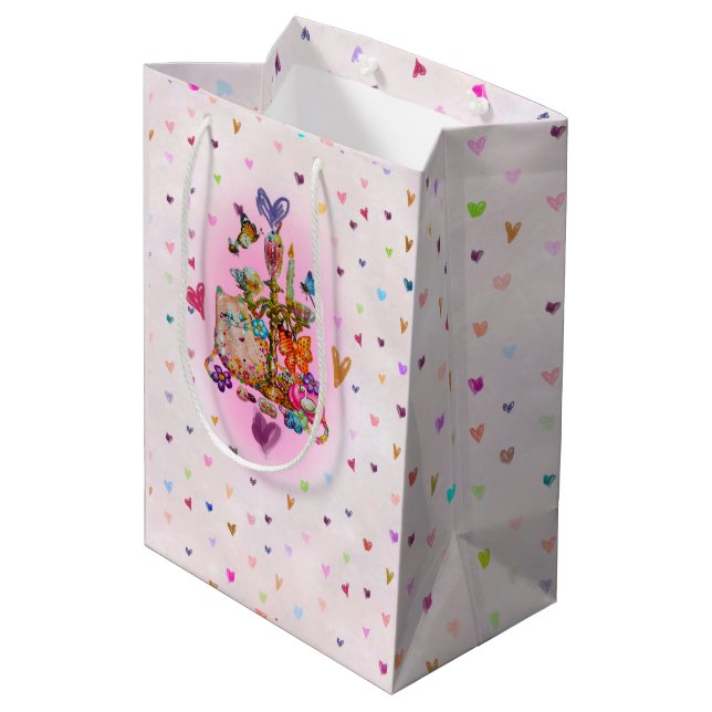 Cute Pastel Medium Gift Bag (Back Angled)