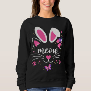 Cute Pastel Meow Cat Bunny Ears Sweatshirt