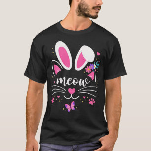 Cute Pastel Meow Cat Bunny Ears T-Shirt