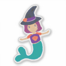 Cute Pastel Mermaid Witch in Witch's Hat