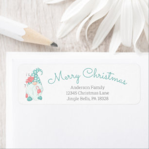 Cute Pastel Merry Christmas Gnome Return Address L Label