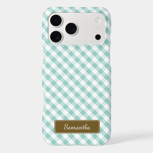 Cute Pastel Mint Gingham Pattern (Back)