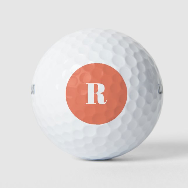 Cute Pastel Monogram Retro Lettering Golf Balls (Front)