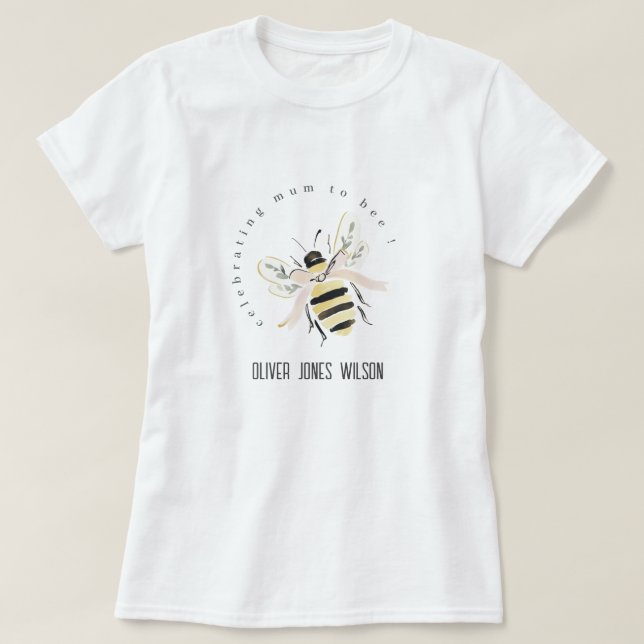 Cute Pastel Mum To Bee Neutral Baby Shower T-Shirt (Design Front)