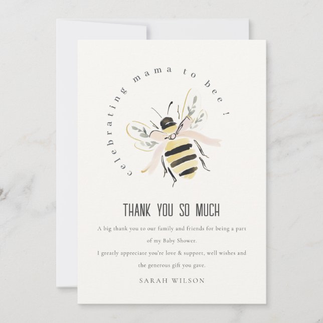 Cute Pastel Mum To Bee Neutral Baby Shower Thank You Card (Front)