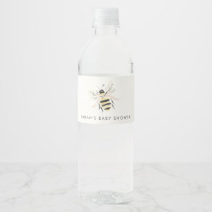 Cute Pastel Mum To Bee Neutral Baby Shower Water Bottle Label