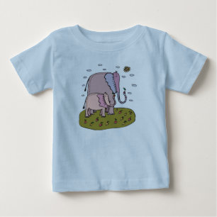 cute pastel mummy and baby elephant eating fruit T-Shirt