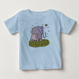 cute pastel mummy and baby elephant eating fruit T-Shirt