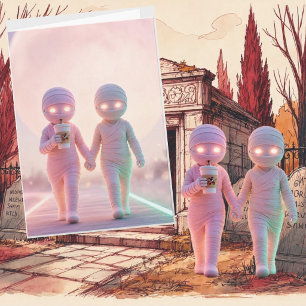 Cute Pastel Mummy Halloween Card • Spooky‑Cute Aes