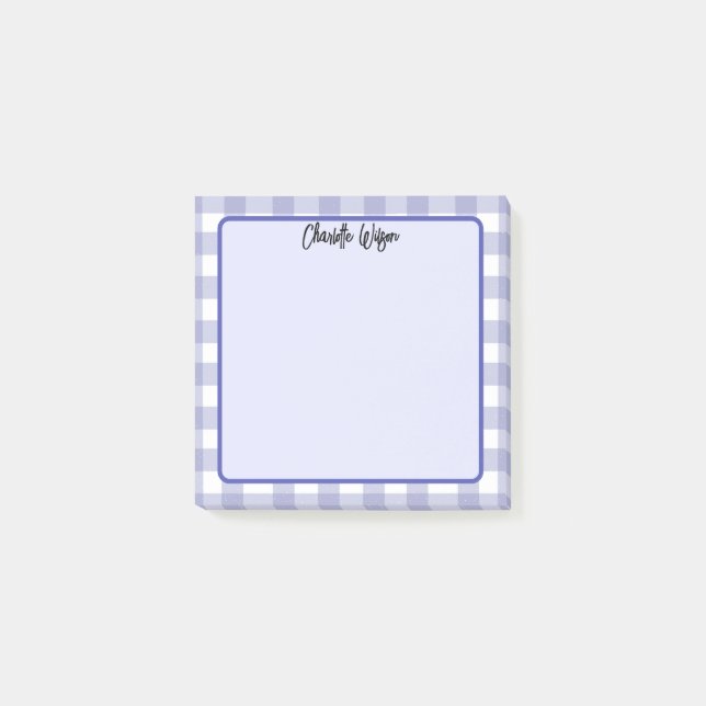 Cute Pastel Navy Gingham Pattern Notes (Front)