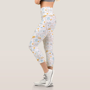 Cute Pastel Neighborhood Map Pattern Capri Leggings