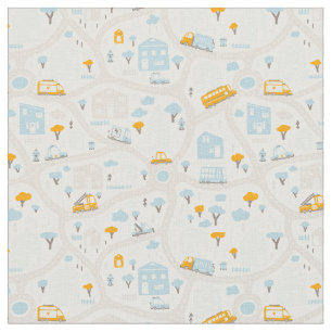 Cute Pastel Neighborhood Map Pattern Fabric