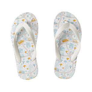 Cute Pastel Neighborhood Map Pattern Kid's Thongs