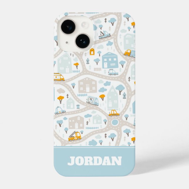 Cute Pastel Neighbourhood Map Pattern iPhone Case (Back)