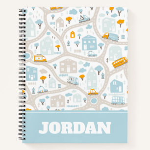 Cute Pastel Neighbourhood Map Pattern Notebook