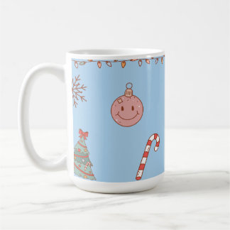 Cute Pastel Nostalgic Retro Christmas Light Blue Coffee Mug