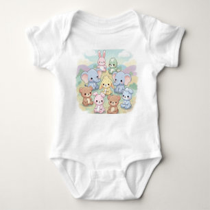 Cute Pastel Nursery Animal Collection Baby Bodysuit
