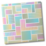 Cute Pastel Ombre Rainbow Geometric Pattern Ceramic Tile<br><div class="desc">Cute Pastel Ombre Rainbow Geometric Pattern Ceramic Tile. This interesting colour blocked pattern features different shades of many colours of the rainbow and has both an ombre effect and some stripes running throughout. Whether you want to use this tile as a little coaster or trivet for a drink or plate......</div>