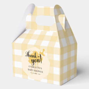 Cute Pastel Orange Gingham Baby Girl Shower Favour Box