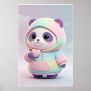 Cute Pastel Panda Hoodie   Kawaii Panda Art Poster