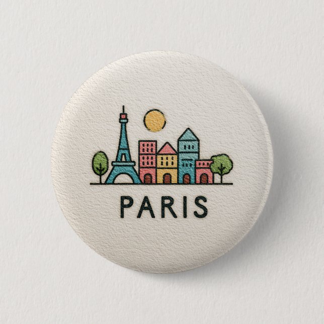 Cute Pastel Paris Button (Front)