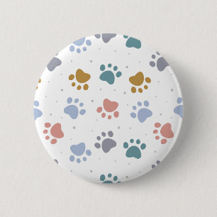 Cute Pastel Paw Prints Minimalist Pattern 6 Cm Round Badge