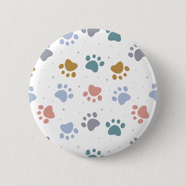Cute Pastel Paw Prints Minimalist Pattern 6 Cm Round Badge (Front)
