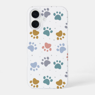 Cute Pastel Paw Prints Minimalist Pattern iPhone 16 Case