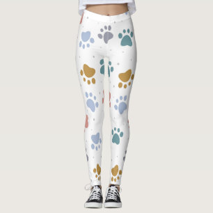 Cute Pastel Paw Prints Minimalist Pattern Leggings