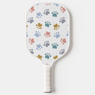 Cute Pastel Paw Prints Minimalist Pattern Pickleball Paddle