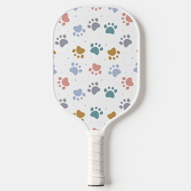 Cute Pastel Paw Prints Minimalist Pattern Pickleball Paddle (Front)