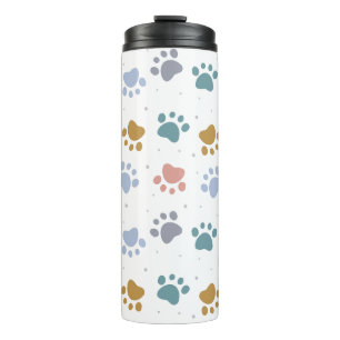 Cute Pastel Paw Prints Minimalist Pattern Thermal Tumbler