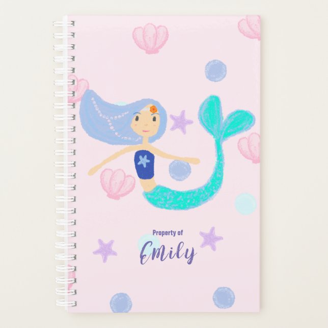 Cute Pastel Periwinkle Mermaid Princess  Planner (Front)