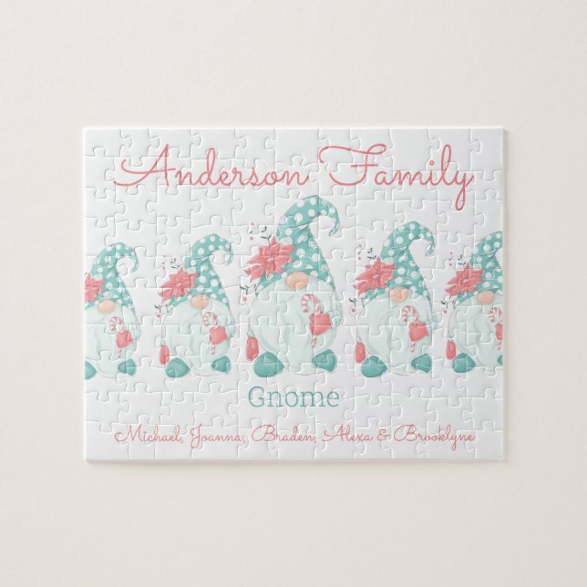 Cute Pastel Personalised Christmas Gnome Elf  Jigsaw Puzzle (Horizontal)