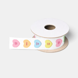 Cute pastel personalised conversation hearts satin ribbon