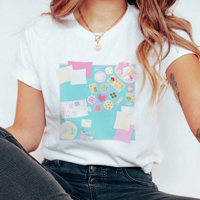 Cute Pastel Picnic Scene Summer TShirt (Creator Uploaded)