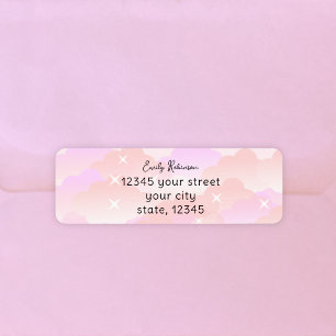 Cute Pastel Pink Aesthetic Clouds Return Address Label