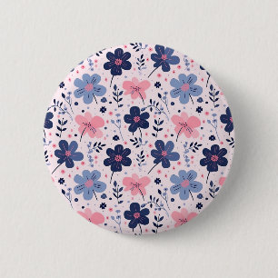 Cute Pastel Pink And Blue Floral Spring Garden 6 Cm Round Badge