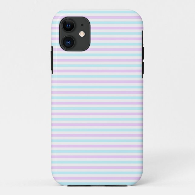 Cute Pastel Pink and Teal Stripes Girly Pattern Case-Mate iPhone Case (Back)
