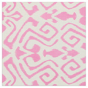 Cute pastel pink and yellow ikat tribal patterns fabric