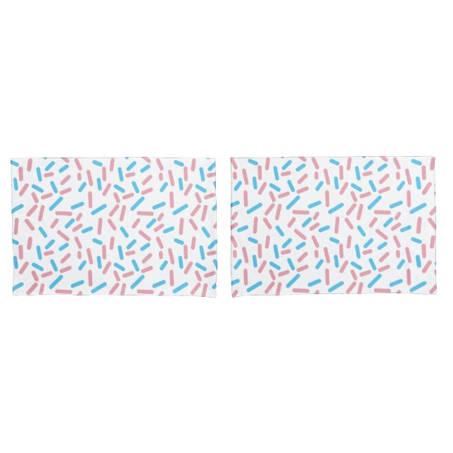Cute Pastel Pink Blue Geometric Pattern Pillowcase (Front-Set)