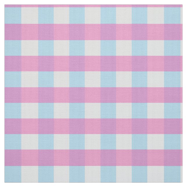 Cute Pastel Pink Blue Gingham Check Fabric (Swatch)