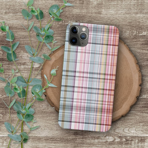 Cute Pastel Pink Blue Retro Tartan Plaid Pattern iPhone 11 Pro Max Case