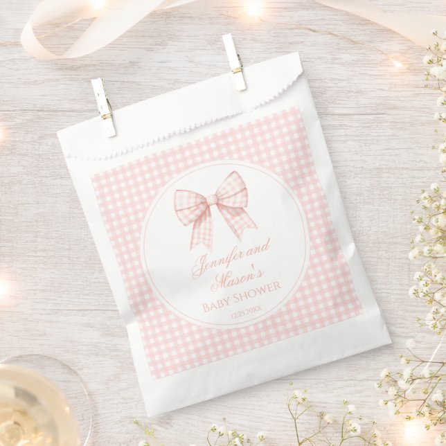 Cute pastel pink bow preppy baby girl shower favour bag (Clipped)
